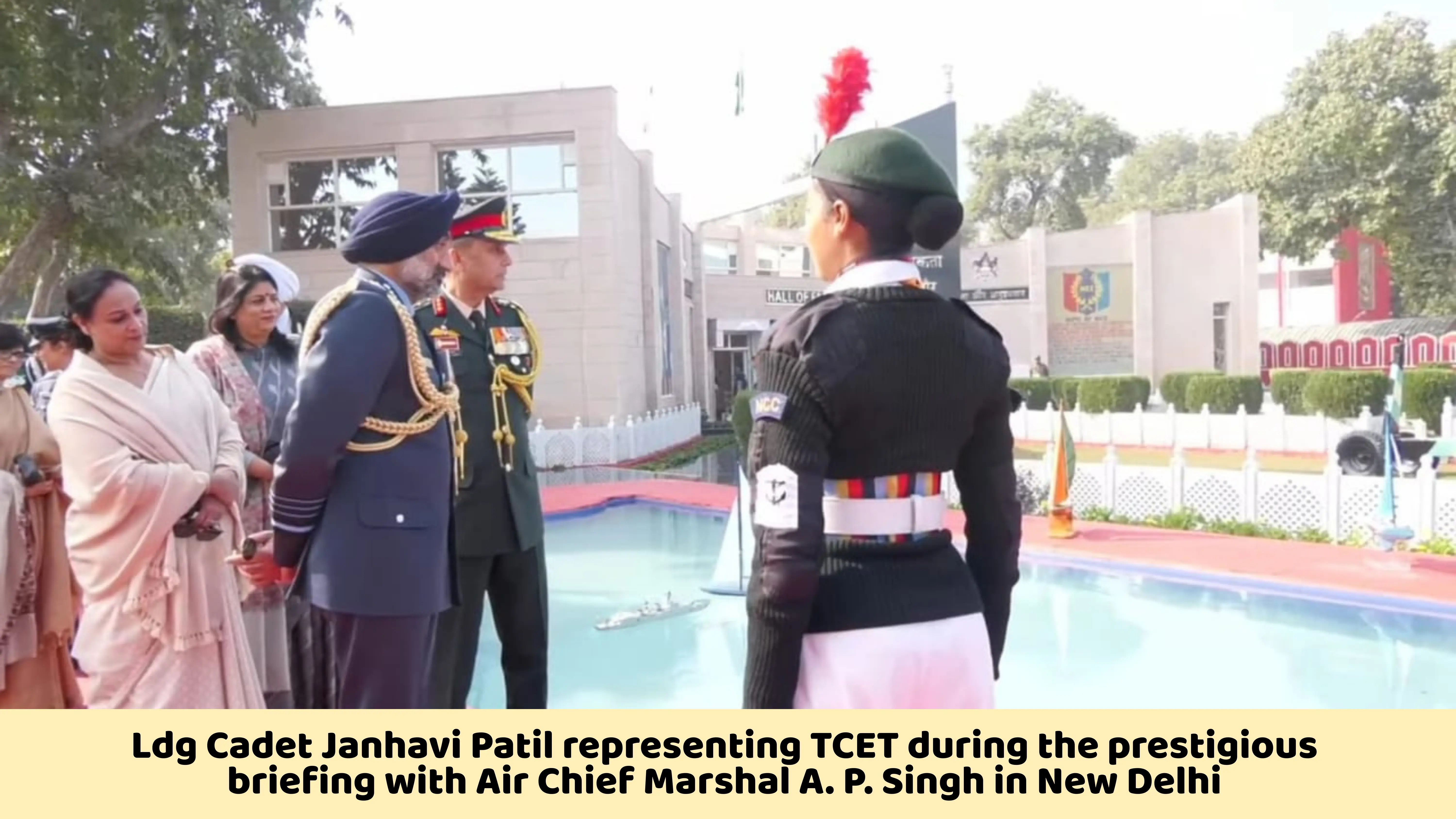 Ldg Cadet Janhavi Patil representing TCET during the prestigious briefing with Air Chief Marshal A. P. Singh in New Delhi